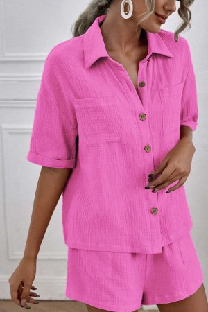 Drop Shoulder Dual Pocket Shirt & Shorts