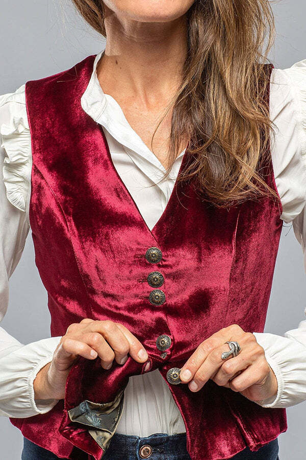 Retro Gold Velvet V-neck Sleeveless Vest - Image 3