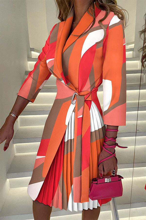 Myra Tied Detail Blazer Pleated Dress - Image 6