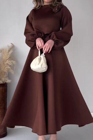 Fashionable solid color elegant long skirt two-piece set for women