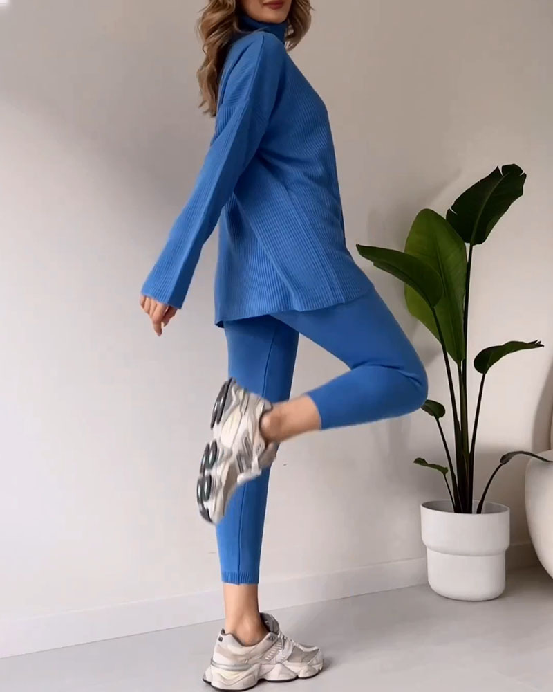 Chic turtleneck top and slim trousers two-piece set - Image 7