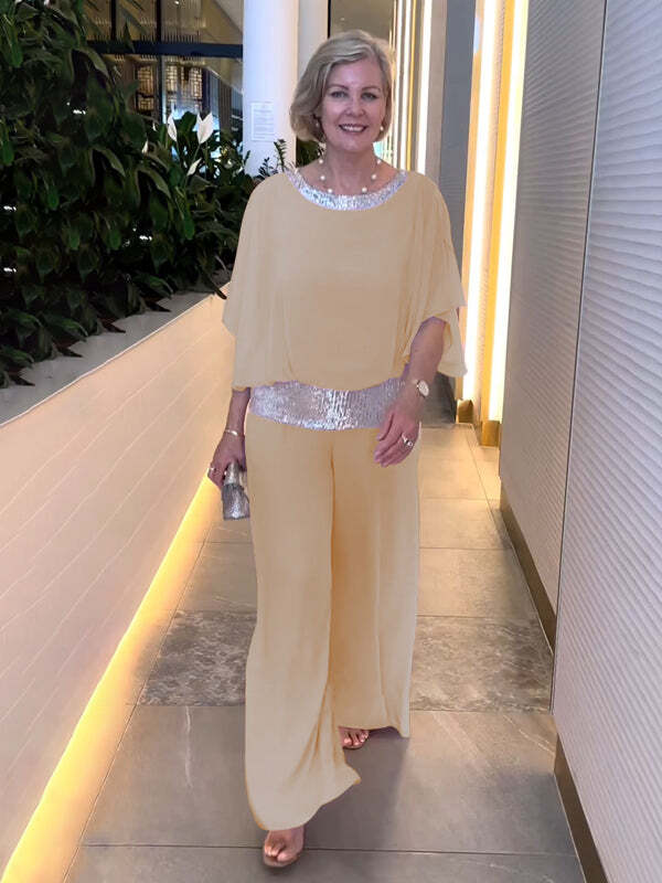 Women's chiffon sequin patchwork suit - Image 12