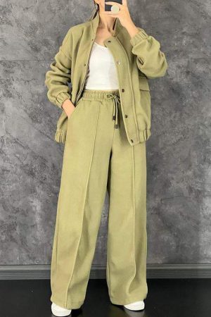 Women's Casual Long Sleeve Sweatshirt Solid Color Suit