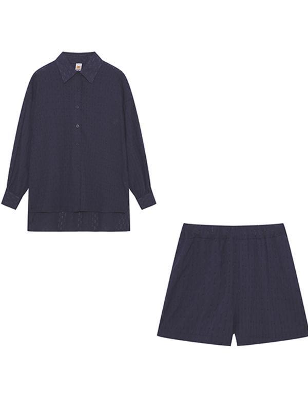 Jacquard Puff Sleeve Top Shorts Commuting Casual Suit - Image 15