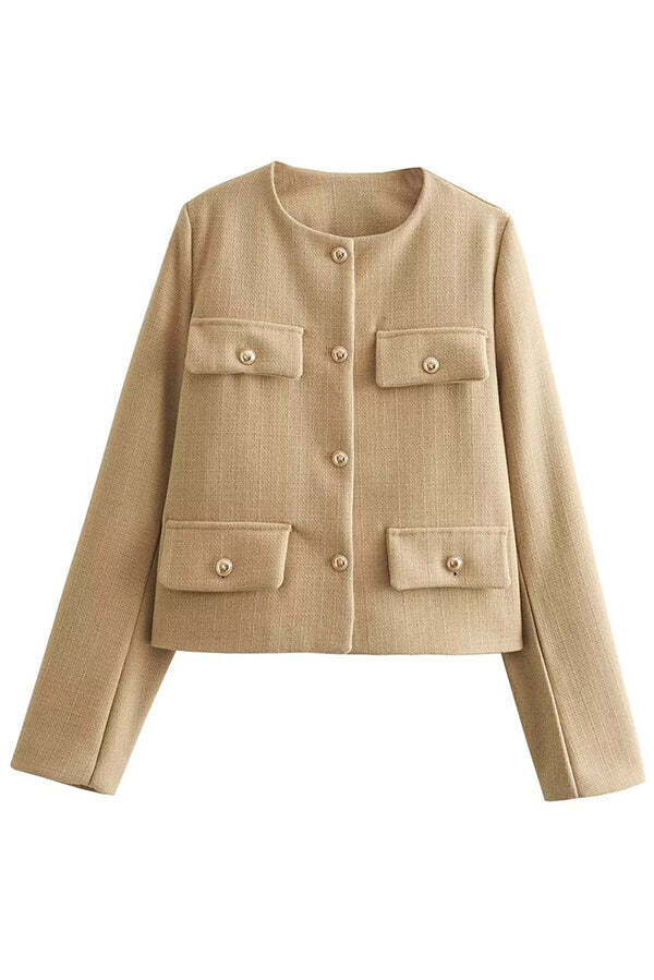 Stylish Buttoned Long Sleeve Casual Pocket Blazer - Image 7