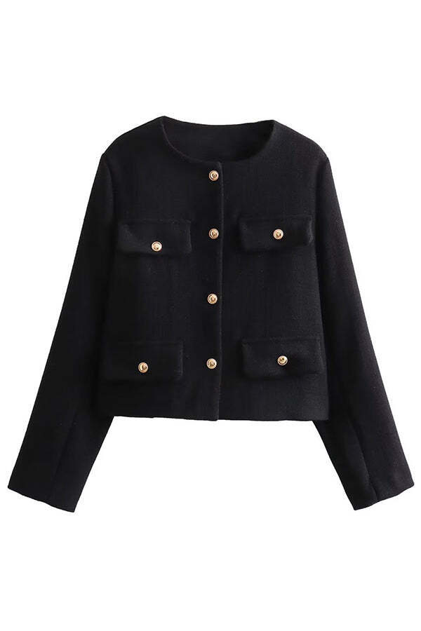 Stylish Buttoned Long Sleeve Casual Pocket Blazer - Image 2