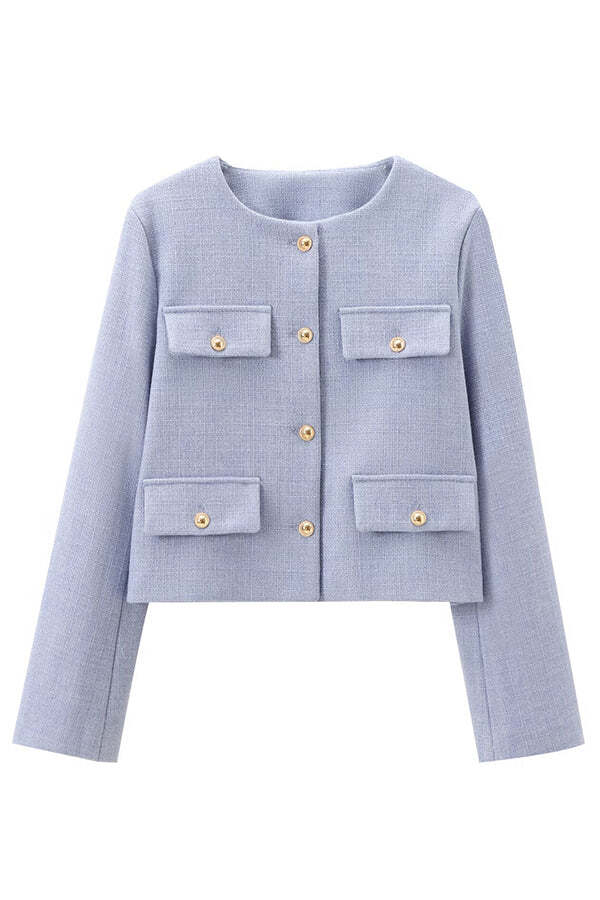 Stylish Buttoned Long Sleeve Casual Pocket Blazer - Image 5