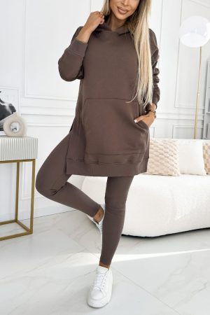 Women's Fashion Solid Color Hoodie and Lined Leggings two-piece set