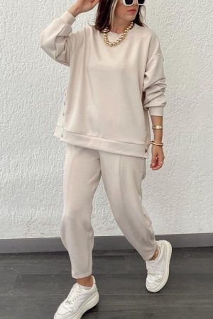 Fashion Button Split Jacket Pants Two -piece Suit