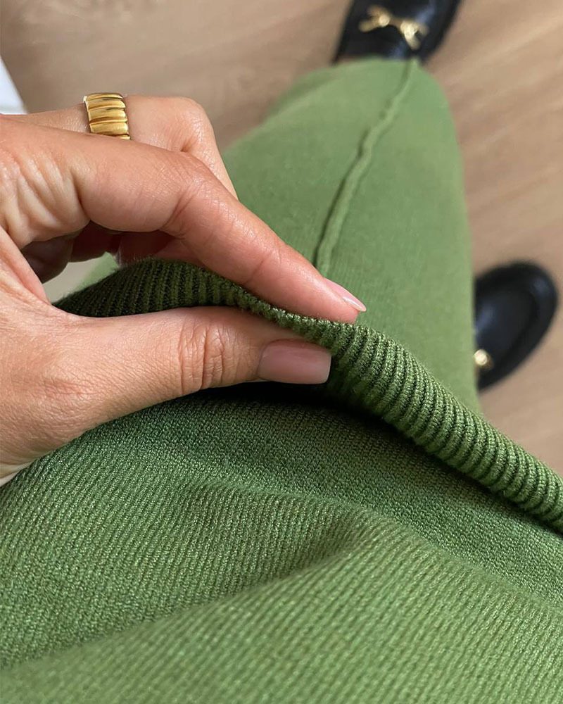 Casual round neck top and carrot pants knitted two-piece set - Image 12