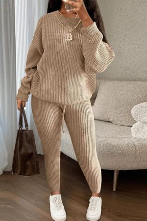 Fashionable Casual Knitted Suit Pants Suit