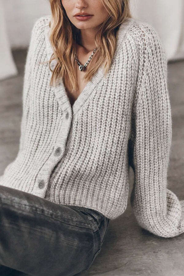 Falling for You Knit Button Up Relaxed Cardigan - Image 5