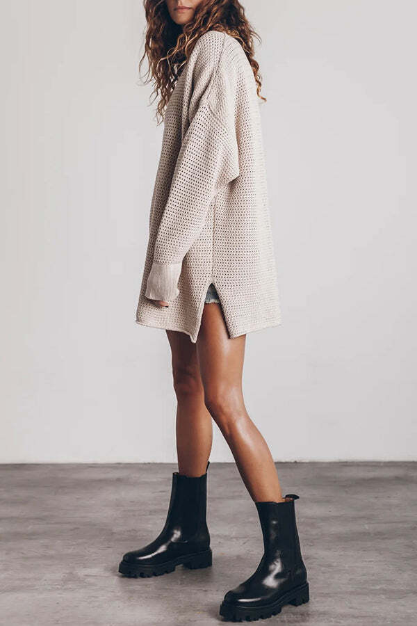 Cup of Cozy Knit Oversized Slit Side Sweater - Image 11